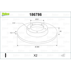Stabdžių diskas VALEO 186786