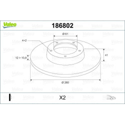 Stabdžių diskas VALEO 186802