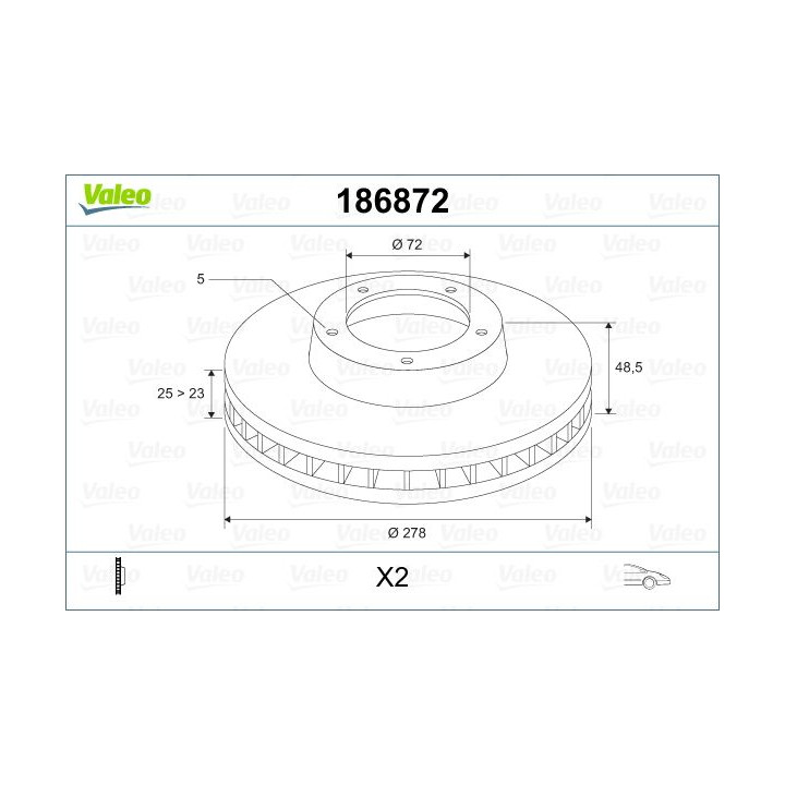 Stabdžių diskas VALEO 186872