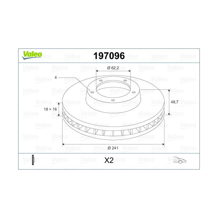 Stabdžių diskas VALEO 197096