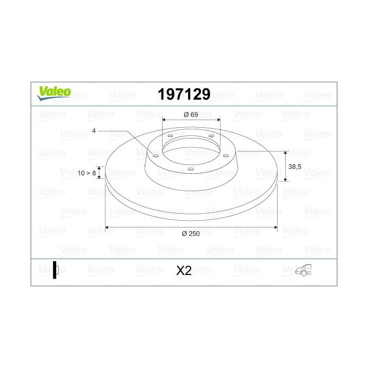 Stabdžių diskas VALEO 197129
