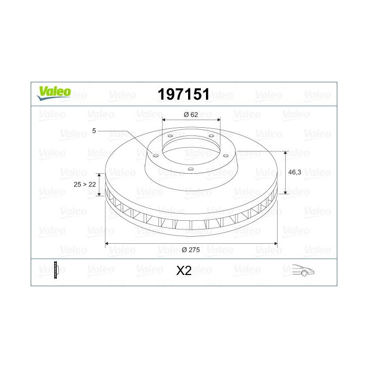 Stabdžių diskas VALEO 197151