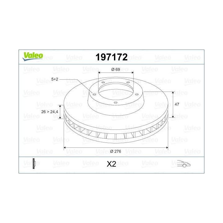 Stabdžių diskas VALEO 197172