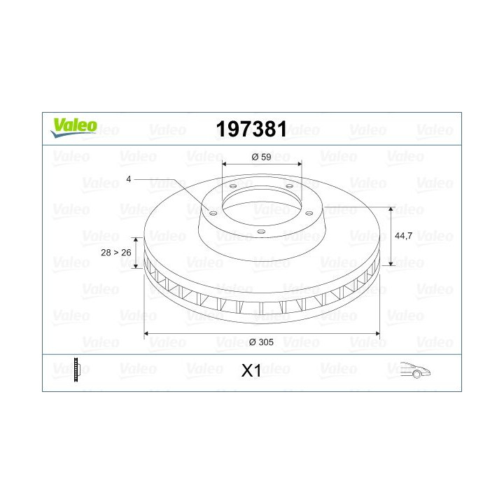 Stabdžių diskas VALEO 197381