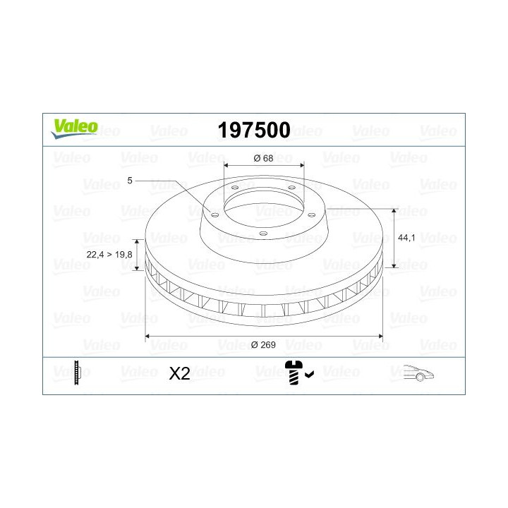 Stabdžių diskas VALEO 197500