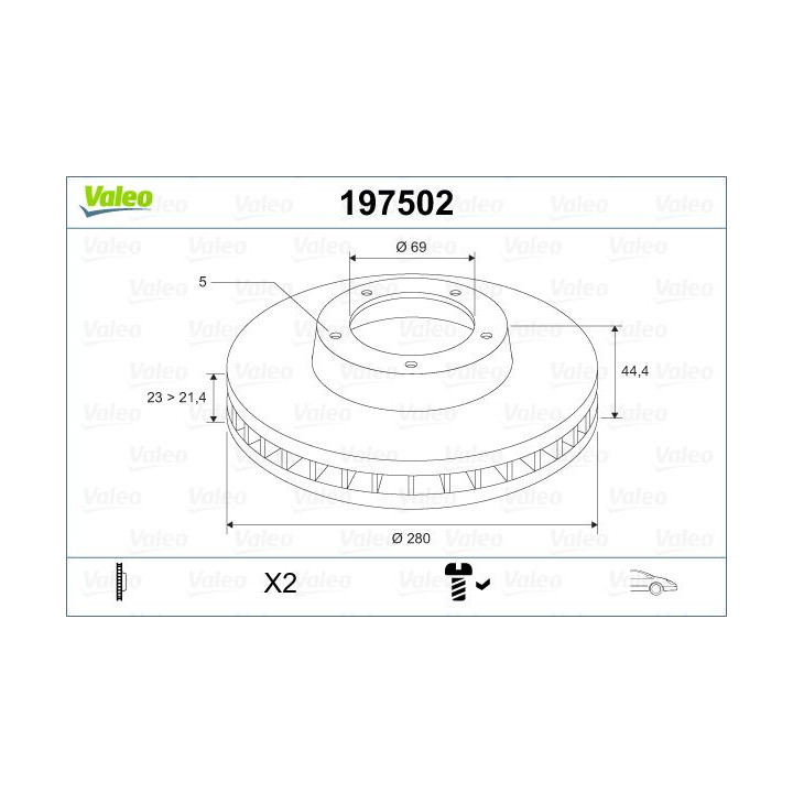 Stabdžių diskas VALEO 197502