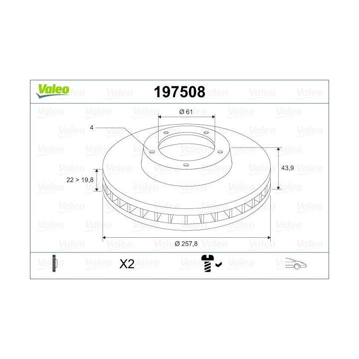 Stabdžių diskas VALEO 197508