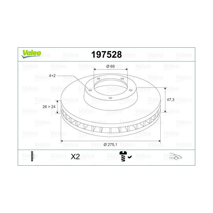 Stabdžių diskas VALEO 197528
