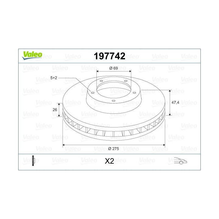 Stabdžių diskas VALEO 197742