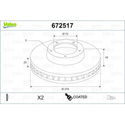 Stabdžių diskas VALEO 672517