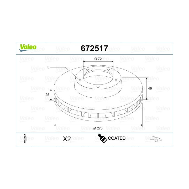 Stabdžių diskas VALEO 672517