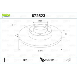 Stabdžių diskas VALEO 672523
