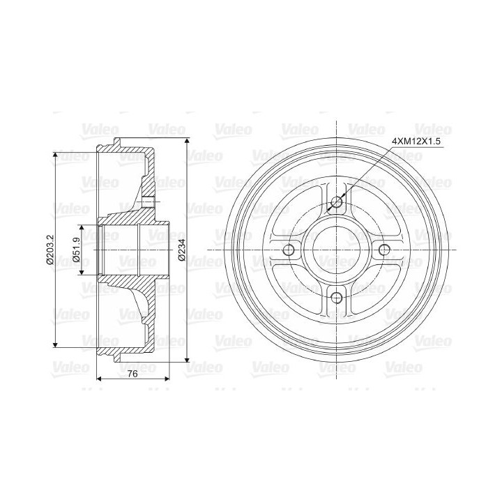 Stabdžių būgnas VALEO 237008