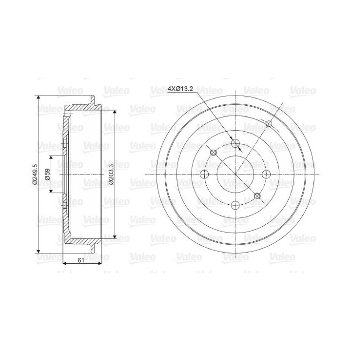 Stabdžių būgnas VALEO 237021