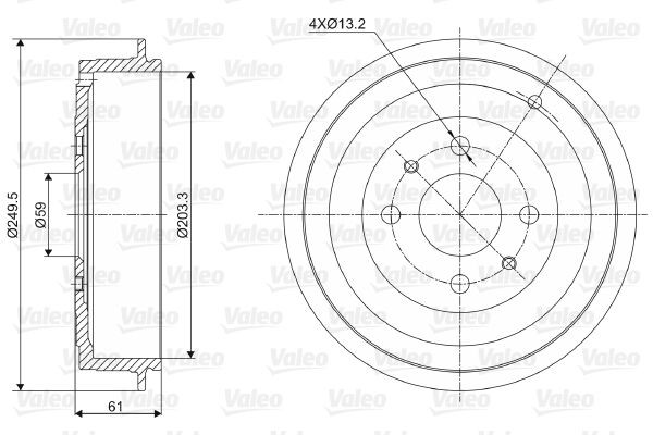 Stabdžių būgnas VALEO 237021