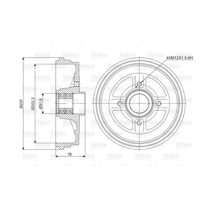 Stabdžių būgnas VALEO 237034