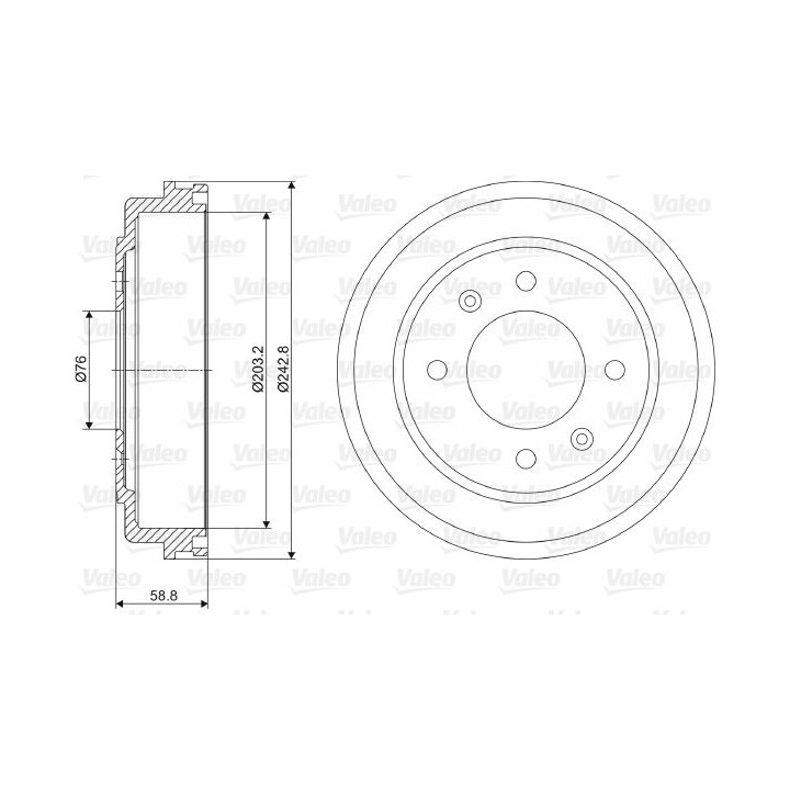 Stabdžių būgnas VALEO 237055