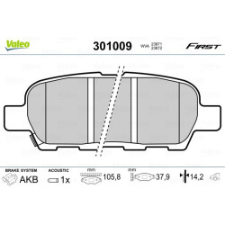 Stabdžių trinkelių rinkinys, diskinis stabdys VALEO 301009