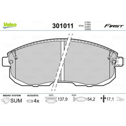 Stabdžių trinkelių rinkinys, diskinis stabdys VALEO 301011