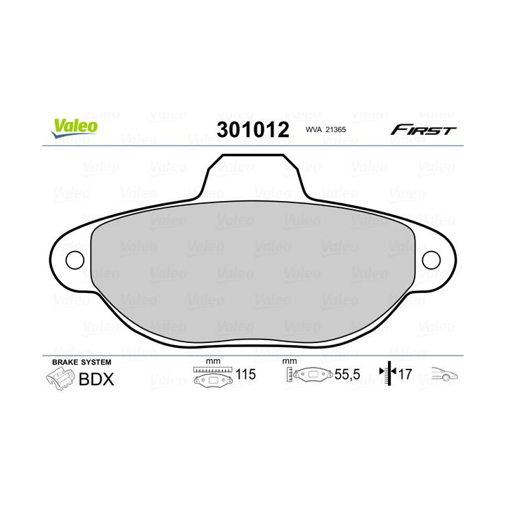 Stabdžių trinkelių rinkinys, diskinis stabdys VALEO 301012