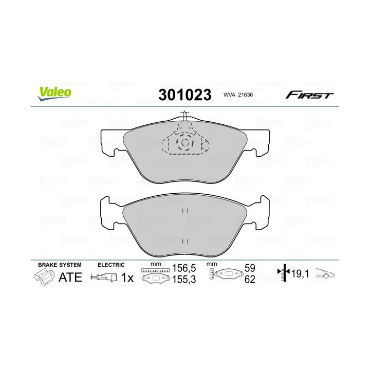 Stabdžių trinkelių rinkinys, diskinis stabdys VALEO 301023