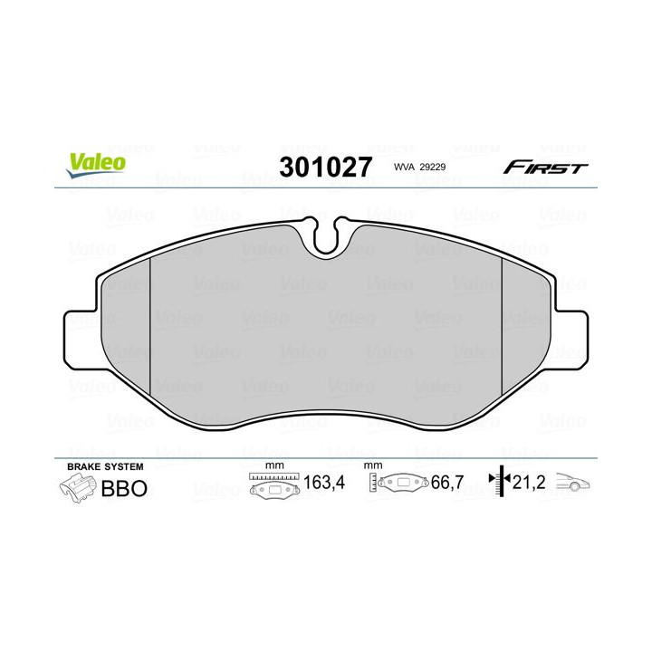 Stabdžių trinkelių rinkinys, diskinis stabdys VALEO 301027