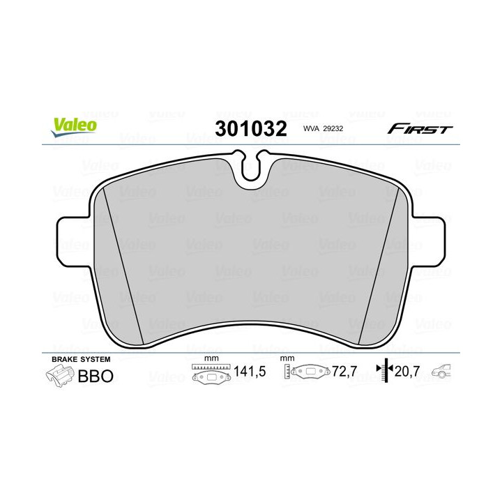 Stabdžių trinkelių rinkinys, diskinis stabdys VALEO 301032