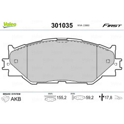 Stabdžių trinkelių rinkinys, diskinis stabdys VALEO 301035