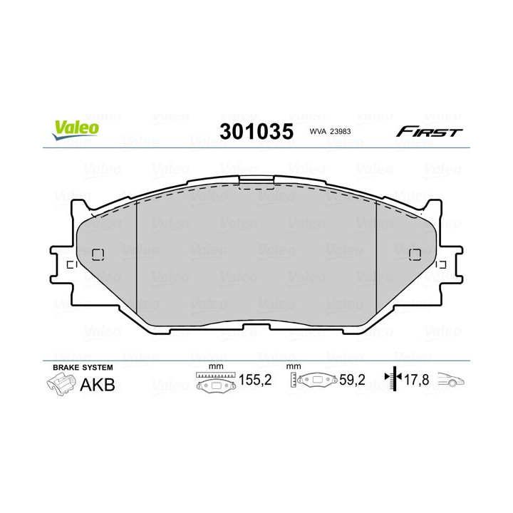 Stabdžių trinkelių rinkinys, diskinis stabdys VALEO 301035