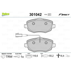 Stabdžių trinkelių rinkinys, diskinis stabdys VALEO 301042