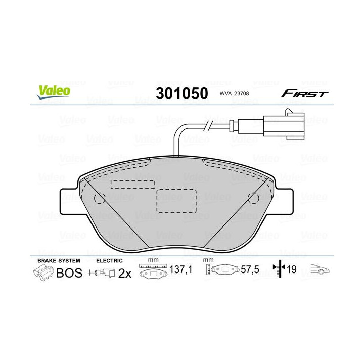 Stabdžių trinkelių rinkinys, diskinis stabdys VALEO 301050