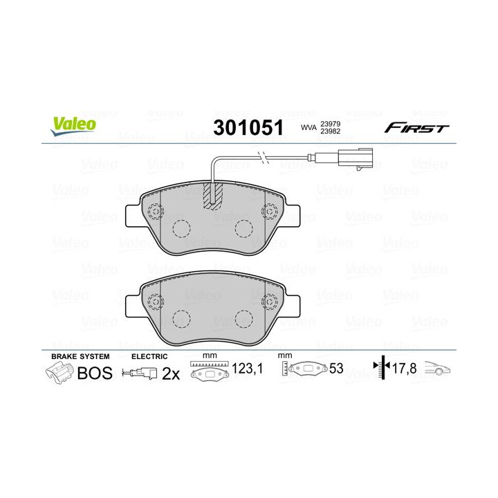 Stabdžių trinkelių rinkinys, diskinis stabdys VALEO 301051