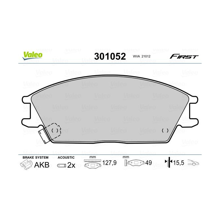 Stabdžių trinkelių rinkinys, diskinis stabdys VALEO 301052
