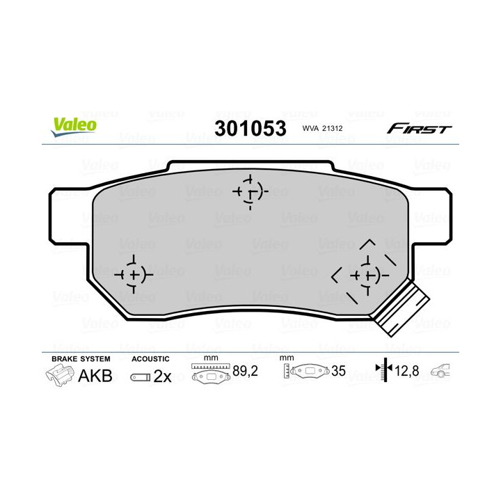 Stabdžių trinkelių rinkinys, diskinis stabdys VALEO 301053