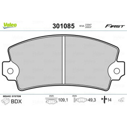 Stabdžių trinkelių rinkinys, diskinis stabdys VALEO 301085