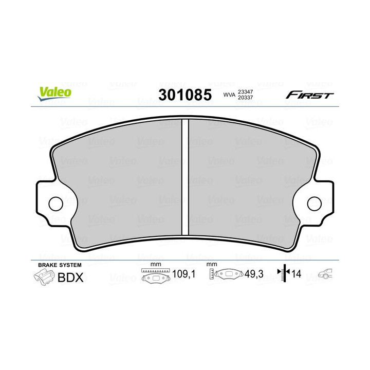 Stabdžių trinkelių rinkinys, diskinis stabdys VALEO 301085