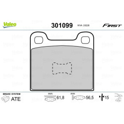 Stabdžių trinkelių rinkinys, diskinis stabdys VALEO 301099