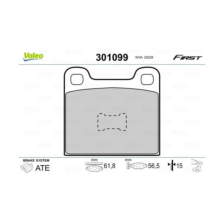 Stabdžių trinkelių rinkinys, diskinis stabdys VALEO 301099