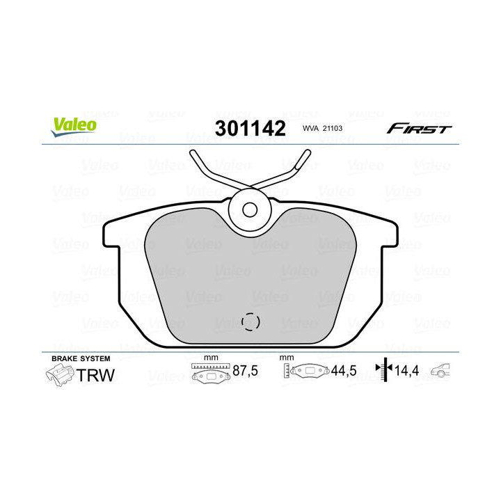 Stabdžių trinkelių rinkinys, diskinis stabdys VALEO 301142