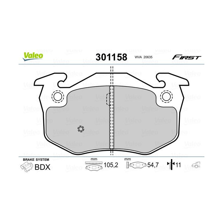Stabdžių trinkelių rinkinys, diskinis stabdys VALEO 301158