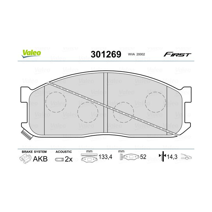 Stabdžių trinkelių rinkinys, diskinis stabdys VALEO 301269