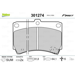 Stabdžių trinkelių rinkinys, diskinis stabdys VALEO 301274