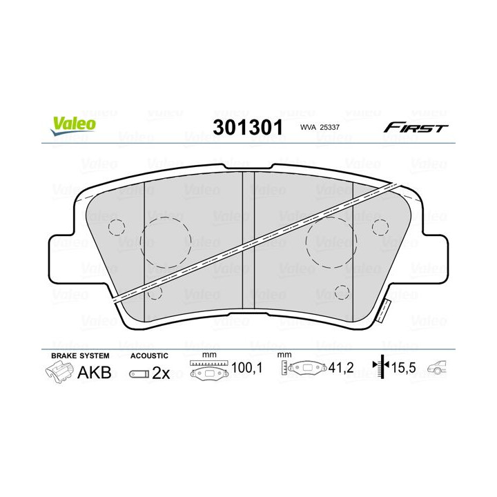 Stabdžių trinkelių rinkinys, diskinis stabdys VALEO 301301