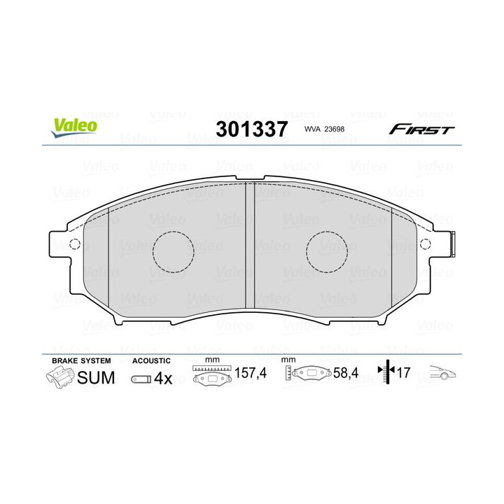 Stabdžių trinkelių rinkinys, diskinis stabdys VALEO 301337