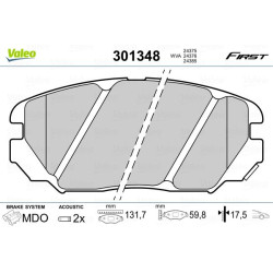 Stabdžių trinkelių rinkinys, diskinis stabdys VALEO 301348