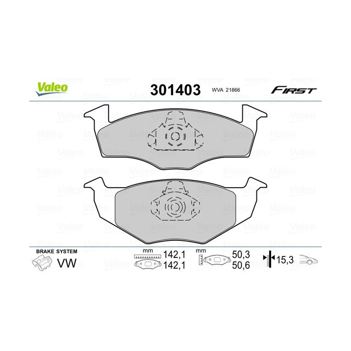 Stabdžių trinkelių rinkinys, diskinis stabdys VALEO 301403