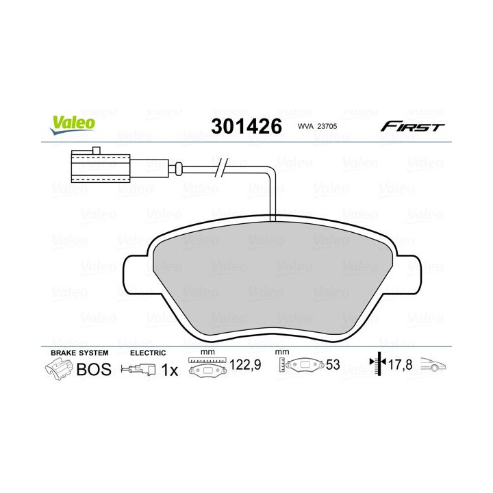 Stabdžių trinkelių rinkinys, diskinis stabdys VALEO 301426