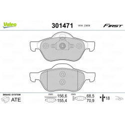 Stabdžių trinkelių rinkinys, diskinis stabdys VALEO 301471