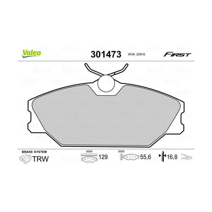 Stabdžių trinkelių rinkinys, diskinis stabdys VALEO 301473