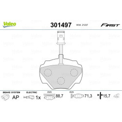 Stabdžių trinkelių rinkinys, diskinis stabdys VALEO 301497